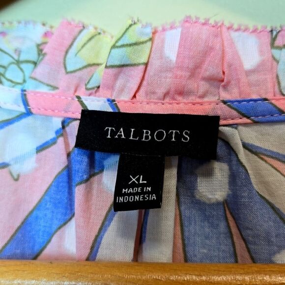 Talbots Tropical Print Tank Blouse Size XL Novelty Print Parrots Island Vacation - Picture 4 of 10